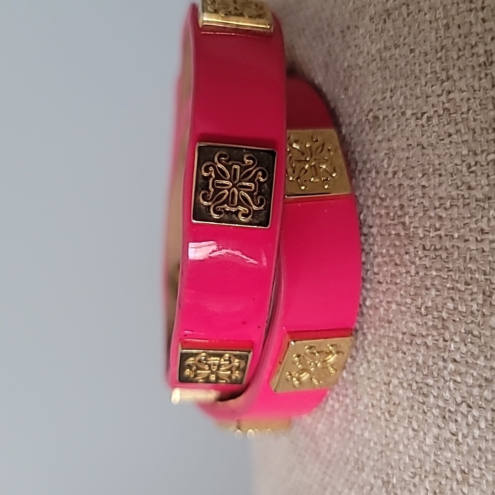 Rustic Cuff Pink Patent Double Wrap Bracelet Meag… - image 1